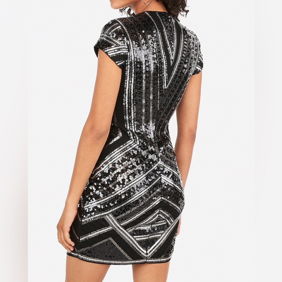 Express sequined deep V minidress - Picture 2 of 10